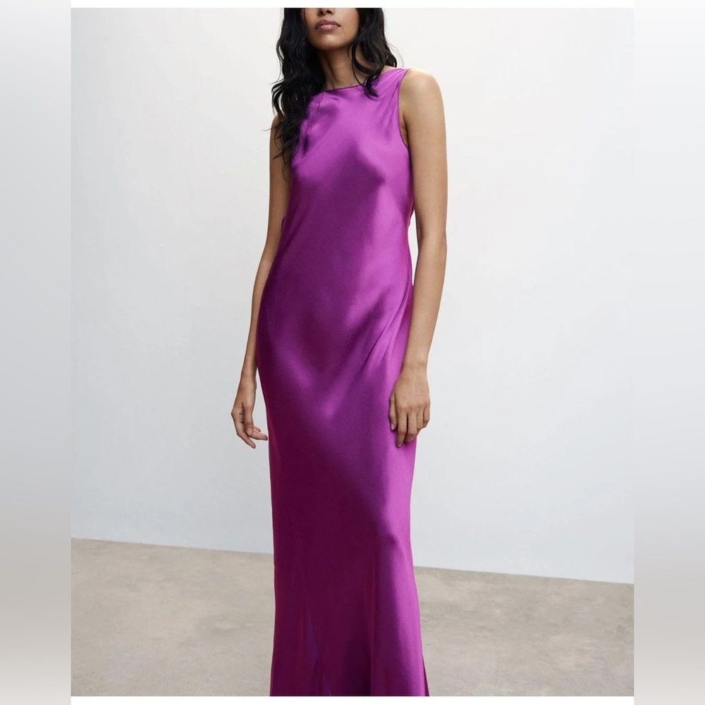 Mango Satin open back dress